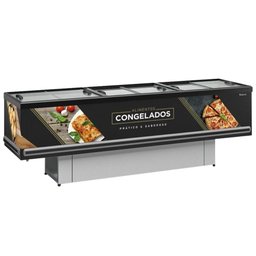 Ilha Expositor Premium P/ Congelados e Resfriados GESV-290 R PR  Vidro Reto Deslizante Gelopar Preta 220v - 1