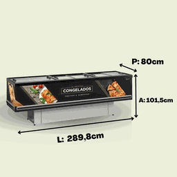 Ilha Expositor Premium P/ Congelados e Resfriados GESV-290 R PR  Vidro Reto Deslizante Gelopar Preta 220v - 3