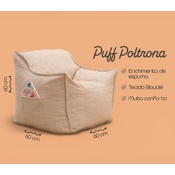 Puff Poltrona Nuvem Infantil Criança Nuvem com Enchimento de Espuma - Tecido Bouclé Areia - 5