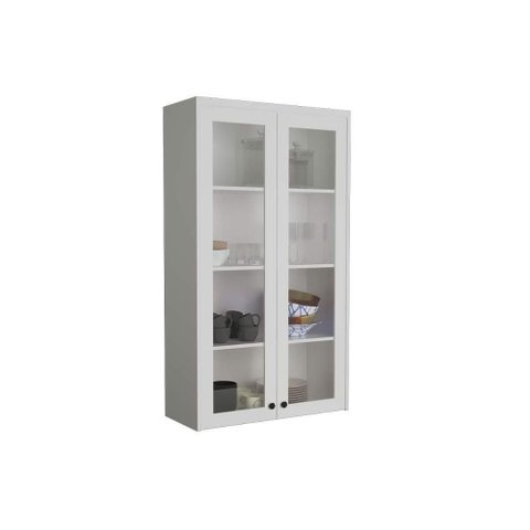 Armário Aéreo P/ Cozinha Évora Ph 3129 C/ 2 Portas C/ Vidro 80cm Branco - Herval