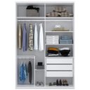 Ver imagem 2 de Armário Modulado Evolution 2 Portas de Correr com 3 Gavetas Cabideiro e Prateleiras 1,60 Cm Branco -