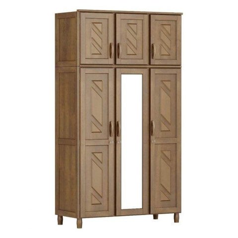 Guarda-Roupa Casal com Espelho 6 Portas 3 Gavetas Grécia Marrom/Imbuia