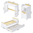 Ver imagem 3 de Quarto Completo Infantil Guarda-Roupa Curió, Bicama, Mesa, Estante e Petit Casatema MadeiraOriginals Branco/Mel