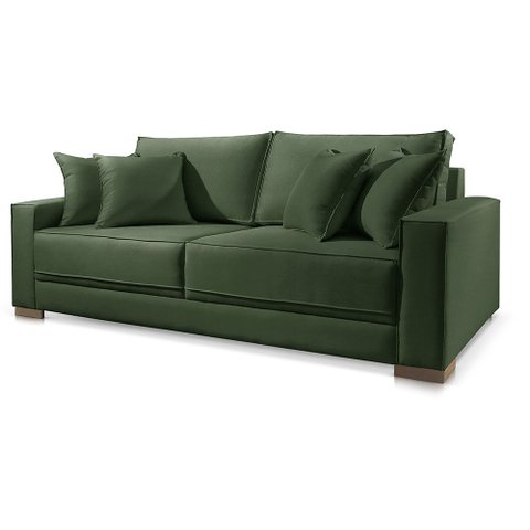 Sofá 3 Lugares Fixo Living Marrocos Veludo Verde 2,2m Mk