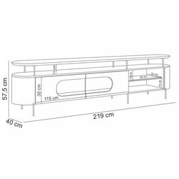 Rack para Sala de Estar Tv 85 Pol Orgânico Sâmia B01 Off White Castanho - Lyam Decor - 4