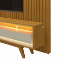 Ver imagem 4 de Rack Retrô com Painel 2.3 Ripado com LED Nobre Naturale com Off White - Gelius Móveis
