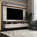 Ver imagem 1 de Rack com Painel para Tv até 72 Polegadas Armênia 3 Gavetas Off White/freijó - Panorama Móveis