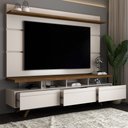 Ver imagem 2 de Rack com Painel para Tv até 72 Polegadas Armênia 3 Gavetas Off White/freijó - Panorama Móveis