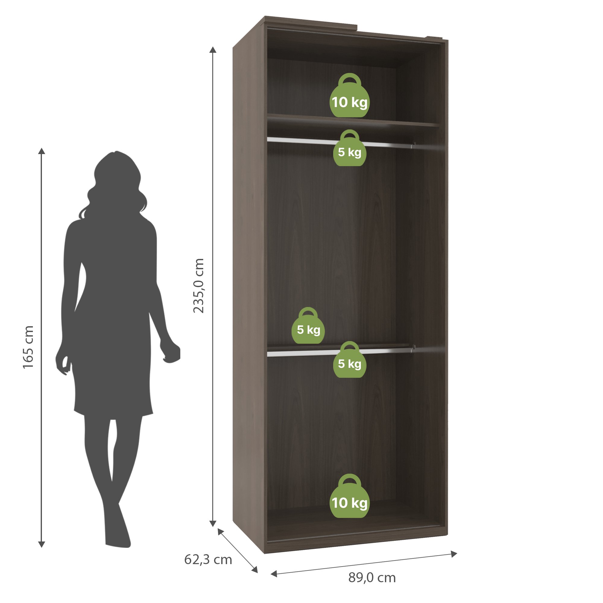 Armário Modulado Evolution Canto Reto 1 Porta de Correr com Cabideiro e Calceiro Robel Móveis - Capp - 3