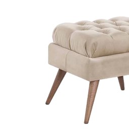 Puff de Veludo Apoio de Pés para Sala - Nude - 3