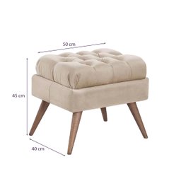 Puff de Veludo Apoio de Pés para Sala - Nude - 4