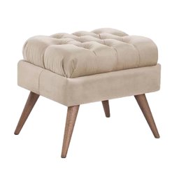 Puff de Veludo Apoio de Pés para Sala - Nude - 1