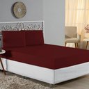 Ver imagem 1 de Jogo de Cama Casal Viúva Nobre 3 Peças Malha 100% Algodão - Vinho