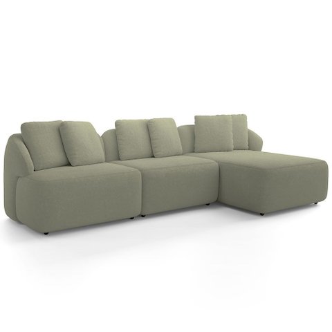 Sofá 3 Lugares com Chaise Direito Sala Living 248cm Arlo F04 Bouclê Oliva Tc-10052 - Lyam Decor
