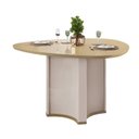 Ver imagem 3 de Mesa para Sala de Jantar 136cm Tampo Orgânico Curvo com Vidro Chanel Branco/Off White/Dourado