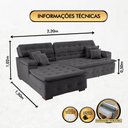 Ver imagem 2 de Sofá Retrátil e Chaise Orlando 220x150-chumbo