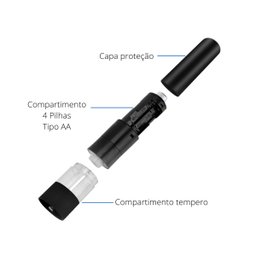 Moedor De Tempero Sal Pimenta Automático Elétrico:Preto - 4