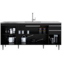 Ver imagem 2 de Balcão de Pia para Cozinha 180 Cm 4 Portas Athena Preto