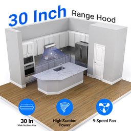 Coifa Amzchef de Embutir 30" com 900 Cfm e Ventilador de 9 Velocidades (inox) - 8