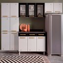 Ver imagem 1 de Cozinha de Aço Completa Diamante 14 Portas 3 Gavetas com Vidro Branco/Preto 818470 - Telasul