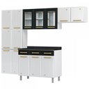 Ver imagem 2 de Cozinha de Aço Completa Diamante 14 Portas 3 Gavetas com Vidro Branco/Preto 818470 - Telasul