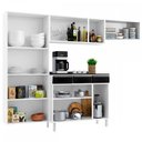 Ver imagem 3 de Cozinha de Aço Completa Diamante 14 Portas 3 Gavetas com Vidro Branco/Preto 818470 - Telasul
