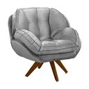 Ver imagem 1 de Poltrona Decorativa Base em Madeira Giratória Giroud Veludo Cinza - Gran Belo