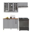 Ver imagem 1 de Cozinha Compacta Bariloche 8 Portas 2 Gavetas com Vidro e Tampo 100% MDF 6225 Titânio Fosco - Indéke