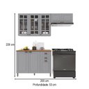 Ver imagem 4 de Cozinha Compacta Bariloche 8 Portas 2 Gavetas com Vidro e Tampo 100% MDF 6225 Titânio Fosco - Indéke