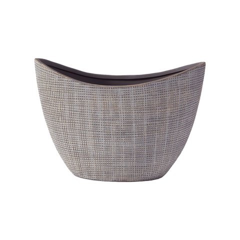 Vaso Decorativo de Cerâmica Cinza 23cm Ao0010 Btc