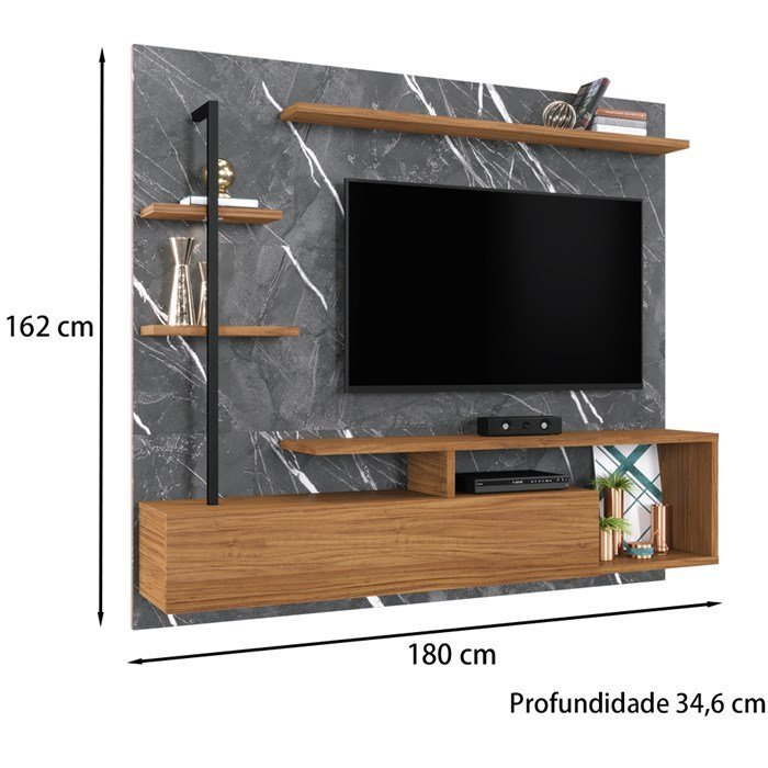 Painel Home Suspenso TV 55 Polegadas Maragogi Grigio Noce Milano CLB ...