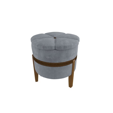 Puff Pétala Decorativo Premium Apoio para Os Pés Banco Estofado Redondo Banqueta Moderno Cor Cinza