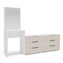 Ver imagem 2 de Cômoda Penteadeira Madri 6 Gavetas c/ Espelho 209x160cm Creme/Branco 250805