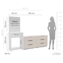 Ver imagem 3 de Cômoda Penteadeira Madri 6 Gavetas c/ Espelho 209x160cm Creme/Branco 250805