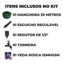 Ver imagem 2 de Mangueira De Jardim 30m Metros Reforçada Trançada + Torneira Reforçada + Fita Veda Rosca | Ledmang