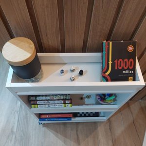 Carrinho Auxiliar para Organização de Brinquedos, Estante Infantil Livro Organizador Brinquedos