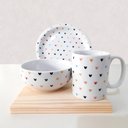 Ver imagem 2 de Kit Café da Manhã Porcelana Corações Coloridos - 3 Peças