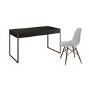 Ver imagem 6 de Mesa de Escritório Industrial Malta Preta 137x53cm Base Cobre com 1 Cadeira Branca Eames Eiffel