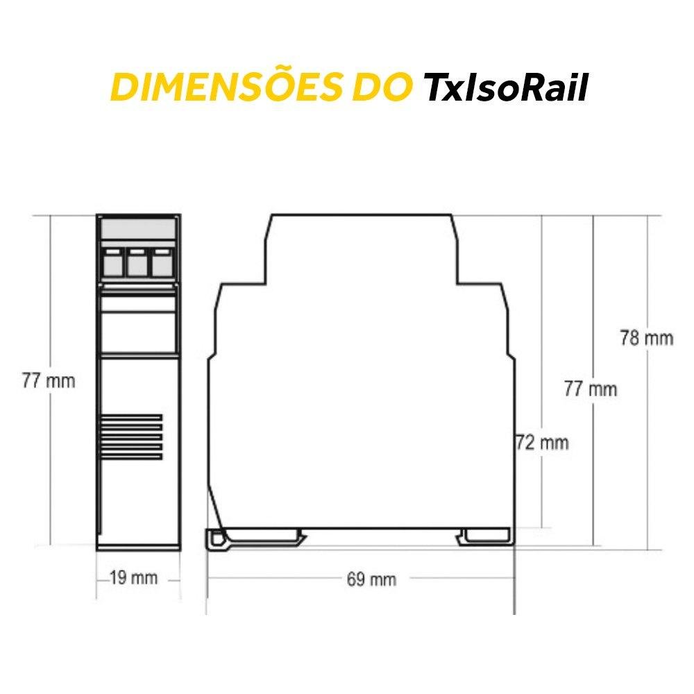 Transmissor de Sinais Temperatura Isolado Txisorail 4-20ma - 2