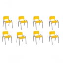 Ver imagem 1 de Kit 8 Cadeira Iso Infantil Creche, Base Cinza Amarelo