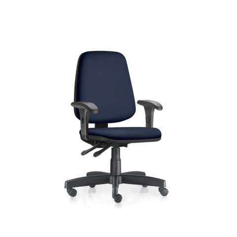 Cadeira Job Alta Frisokar Back System Nr17 com Braços Crepe Azul Marinho
