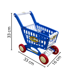 Carrinho de Compras Infantil Com Acessórios Brinquedo Supermercado Azul - 7