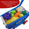 Carrinho de Compras Infantil Com Acessórios Brinquedo Supermercado Azul - 5