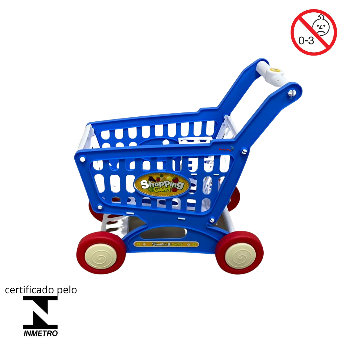 Carrinho de Compras Infantil Com Acessórios Brinquedo Supermercado Azul ...
