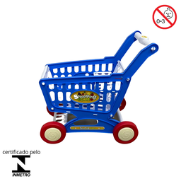 Carrinho de Compras Infantil Com Acessórios Brinquedo Supermercado Azul - 8
