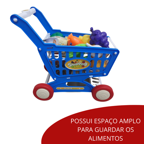 Jogo de supermercado infantil com 58 peças e carrinho de compras