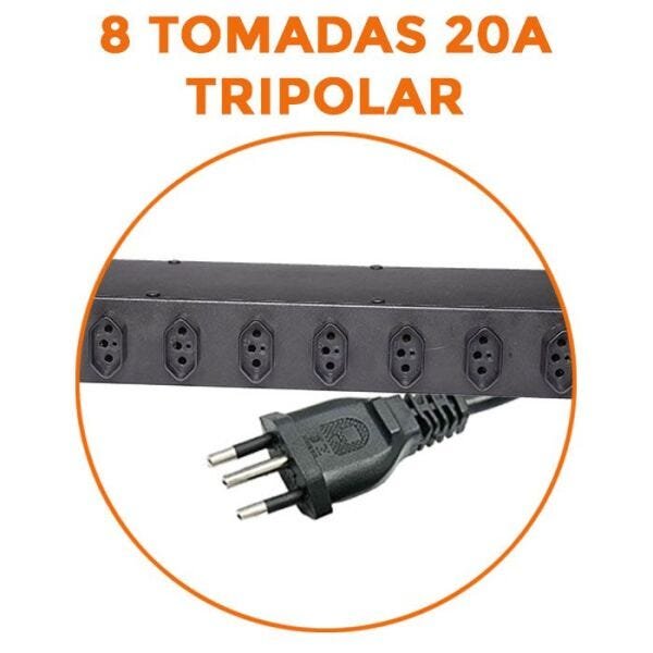 Kit Alta Proteção 5000 W potência Som Luz e régua 12 Tomadas - 3