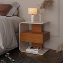 Ver imagem 3 de Mesa de Cabeceira Celta em Mdf 15mm com 1 Gaveta Off White e Cedro