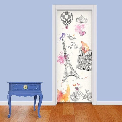 Adesivo de Porta Paris 1 Arte Destaque G - 0,93 X 2,13 Metros