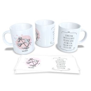 Caneca de Porcelana Signos do Zodíaco, Astrologia, Horóscopo Sagitario